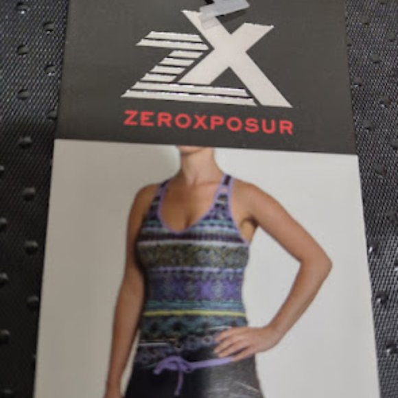 ZEROXPOSURE PURPLE, YELLOW AND BLUE GEOMETRIC PRINT SWIM TOP WOMEN'S SIZE 14 NWT - Picture 5 of 9